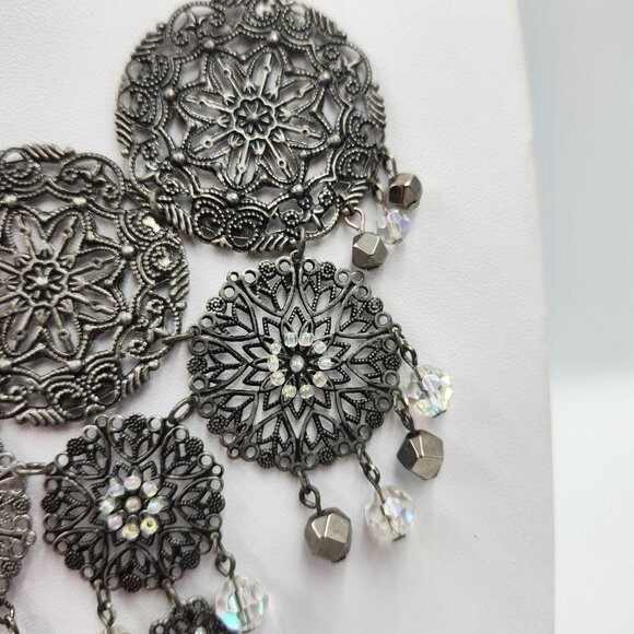 Metal Circular Statement Necklace - Picture 5 of 8